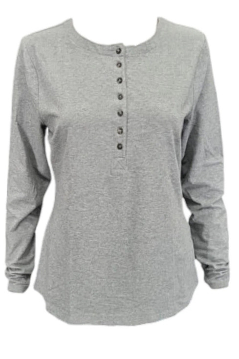 Girl with Curves Tops - Girl With Curves Jersey Knit Henley Top Gray - Regular